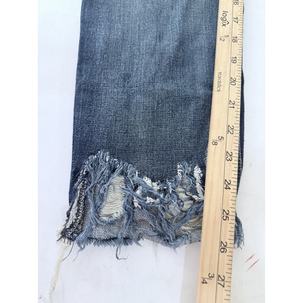 Express Vintage Ankle Button Fly Denim Jeans Womens Size 6 Distressed Whiskered - Picture 8 of 9